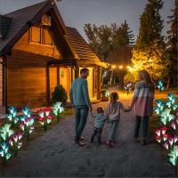 Luz Solar LED Para Camino De Flores Lirio Luz De Valla Exterior Impermeable Cambio De Color Para Jardín Patio Decoración Moderna - details 12