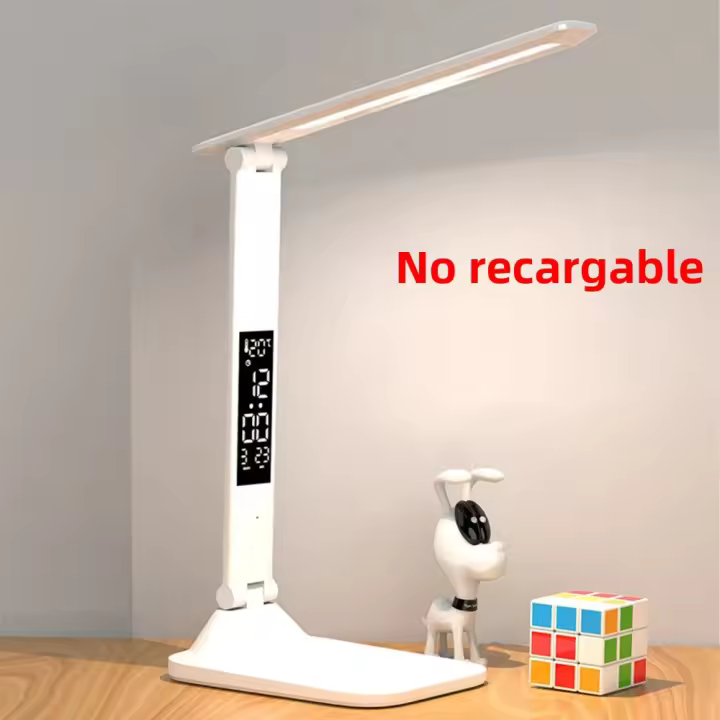 Lámpara De Mesa LED Plegable USB Protección Ocular Para Lectura 3 Colores Regulables Tiempo Fecha Temperatura Carga Luz Nocturna Táctil - 1