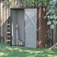 Outsunny Caseta de Jardín 1,34 m² 161,5x94,5x196 cm Cobertizo Exterior de Acero Galvanizado con Puerta y Cerradura para Almacenamiento de Herramientas Marrón - details 1