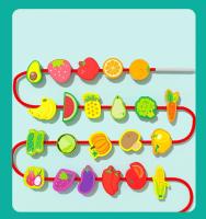 Juguetes Educativos De Madera Con Cuentas Para Bebés 42pcs DIY Montessori Juegos De Aprendizaje Con Frutas Y Animales Para Niños - details 7