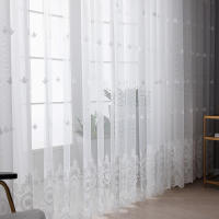 1PC Cortinas Bordadas En Blanco Nórdicas Para Salones Dormitorios Ventanas Curvas Particiones Finales Pantallas De Ventanas - details 2