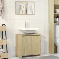vidaXL Set de muebles baño 2 pzas madera contrachapada en color Marrón roble/Madera antigua/Gris hormigón y más | almacenamiento funcional diseño moderno para baño dormitorio sala - details 4