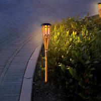 Lámpara De Jardín Solar Con Llama Automática Impermeable Para Iluminación De Camino Luz De Torcha LED De Bambú Para Exterior - details 0
