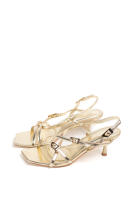 Sandalias doradas tacón fino con tiras cruzadas y hebillas de diseño moderno para mujer ideales para fiestas Paloma Wang - details 1