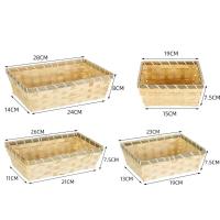Cesta De Bambú Tejida En Color Natural Sencillo Para Pan Rectangular Hecha a Mano Cesta De Algodón Para Exposición En Hogar Y Tienda - details 1