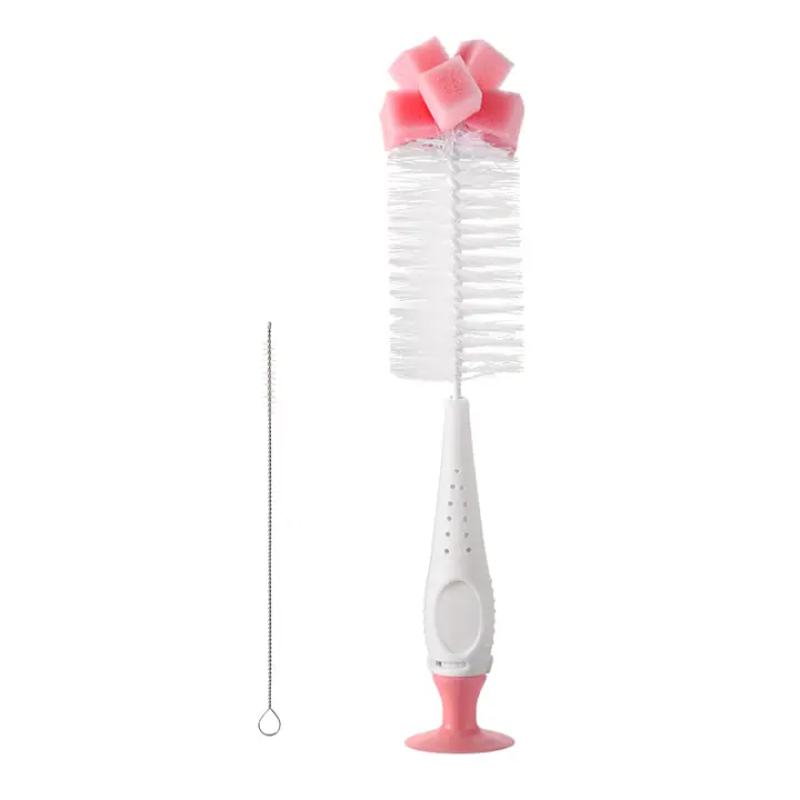 Set De Limpieza Para Botella De Alimentación Y Vaso Sippy De Nylon SAIDAH Con Escobilla De Manguito Y Esponja 2 En 1 Verde Para Bebés De 0 a 6 Meses a 6 Años - 1