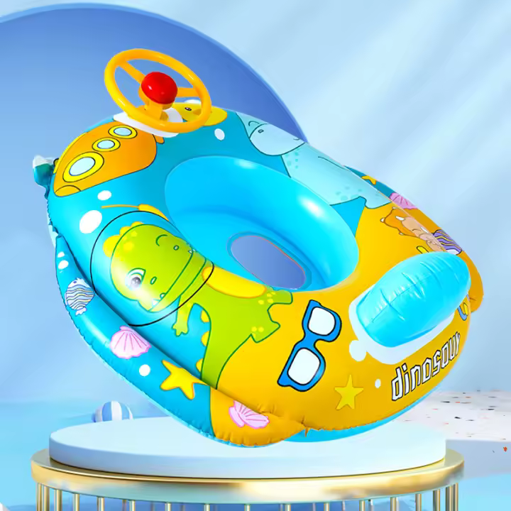 Anillo Inflable De Natación Para Niños Con Volante Juguete Acuático Para Piscina Y Playa PVC Seguro Para Bebés De 0-3 Años - 1