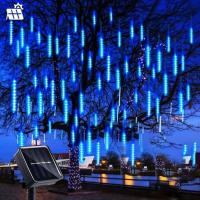 Luz De Lluvia De Meteoros Solar 30cm Con 8 Tubos Y 192 LEDs Luces De Hadas Impermeables Para Decoración De Navidad - details 0
