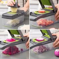 Cortador De Verduras Multifuncional 14/16 En 1 Con Mango Para Quitar La Película Y Cortar Alimentos Eco-amigable Plástico Acero Inoxidable Para Cocina - details 3