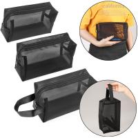 Bolsa De Maquillaje Para Viaje Negra Con Malla Y Cierre De Cremallera Organizador De Cosméticos Para Mujeres Bolsa De Lavado De Artículos De Higiene Personal - details 0