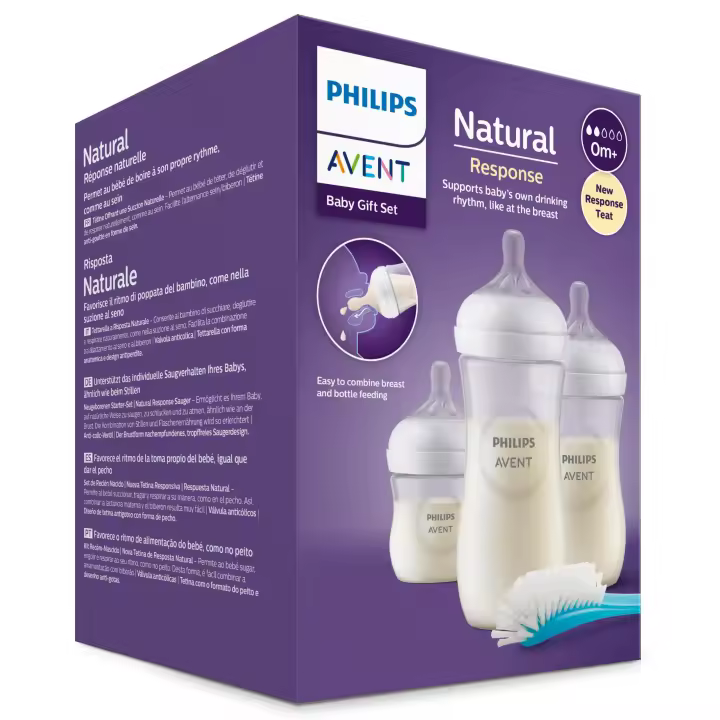 Philips Avent Natural Response Pack 3 biberones y cepillo - SCD837/12 - 1