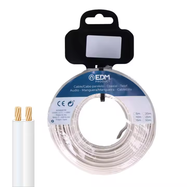 CARRETE CABLE PARALELO 2x0,75mm BLANCO 10m (AUDIO) - 1