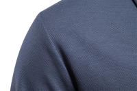 Primavera y otoño nuevos hombres lavados de manga larga con cuello casual tops de color sólido solapas de moda polo versátil - details 8