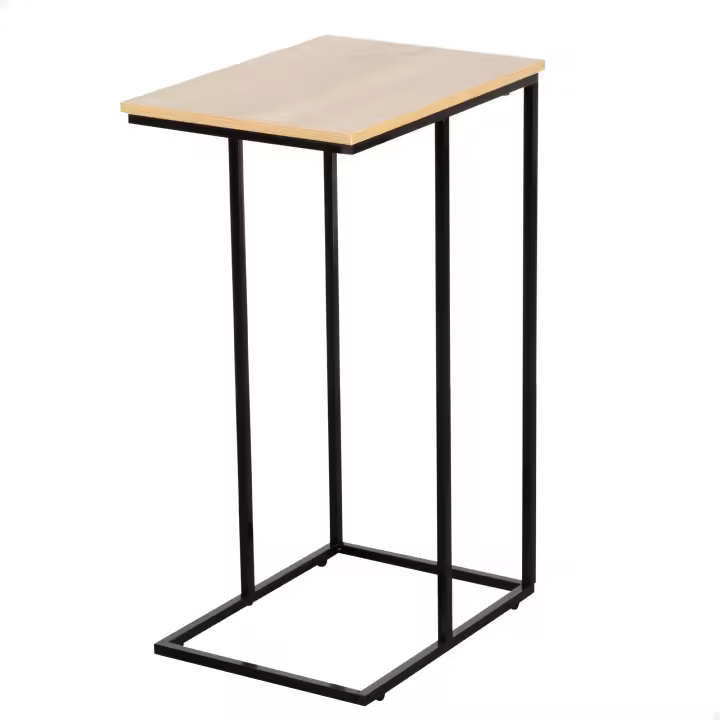 Max Home - Mesa auxiliar en forma de C, de madera y acero, 40x30x66 cm, soporta hasta 6 kg, forma rectangular, sistema de nivelación en las patas, estable y resistente, mesita de sofá, mesas auxiliares pequeñas, decoración, estilo industrial - 1