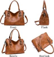 Bolsos de Mano para Mujer, de Piel elegante, estilo Retro Vintage, de diseñador, con ASA superior, estilo casual, con Bolso, para hombre, color marrón - details 0
