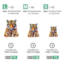 Rompecabezas De Madera En Forma Irregular De Tigre Caja De Regalo Hermoso Para Agradecimiento Y Navidad Regalo Para Adultos Antiestrés - details 6