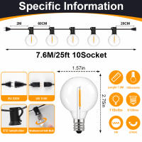Luces De Cadena LED G40 De Plástico E12 110V US 220V EU Impermeables Y Resistentes Al Choque Para Decoración De Jardín Exterior - details 8