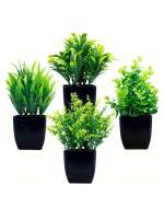 1pc Plant Artificial De Eucalipto Miniatura En Maceta Negra Para Decoración De Interiores Oficina Farmacia Baño Escritorio - details 0