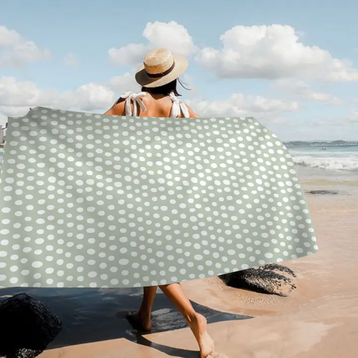 Toalla De Playa Moderna Nórdica En Línea Verde Absorbente Y Secado Rápido Microfibra Suave Para Yoga Natación Senderismo Toalla Multifuncional De Poliéster/Celulosa - 1
