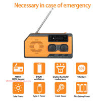 Radio Portátil De Mano Con Crank Solar Y USB 5000mAh LED De Emergencia Flashlight  AM/FM/WB NOAA Weather Radio Para Exteriores - details 1