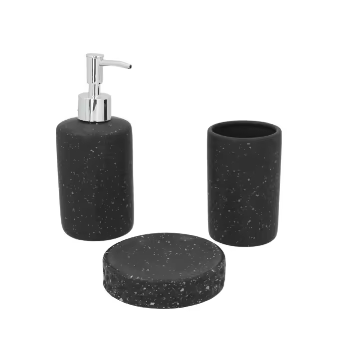 BLOOM STORE-Juegos de Accesorios de baño 3Piezas Negro con Dispensador de jabón, Vaso baño y Bandeja - 1