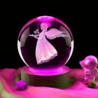 Bola De Cristal Carved Cherub 3D Decoración De Mesa Para Dormitorio Y Sala De Estar Regalo Para Mujer Madre Hija - details 3
