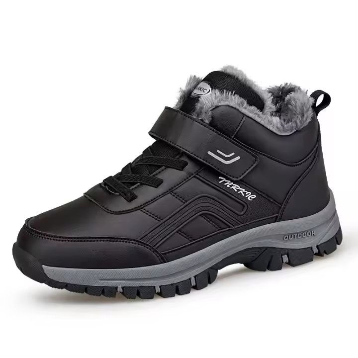 Botas De Invierno Para Hombres Impermeables De Cuero PU Con Plush Calentito Hasta La Rodilla Antideslizantes Para Trabajo Y Ocio - 1