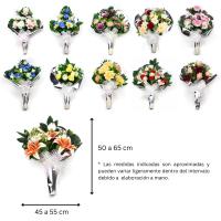 Ramos de Flores Artificiales de Tela con Envoltorio Plateado, Perfecto para Cementerios y Ofrendas de Todos los Santos, Resistente a la Intemperie, Duradero y Elegante, Ideal para Decoración en Exteriores - details 0