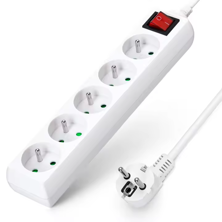 Aigostar Regleta alargador de 5 Tomas con Interruptor y Protección Infantil, 1.5/3/5 M, Blanco, 16A 250V - 1