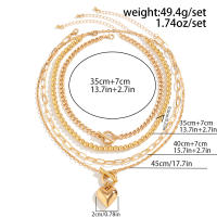 Collar Gargantilla Punk Multicapa Con Pendiente De Corazón Para Mujer Joyería De Fiesta Boda Para Niñas Cadenas De Enlace De Acrílico - details 0