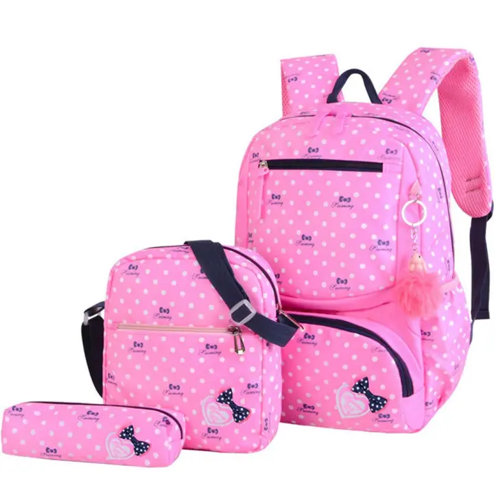 Conjunto de 3 mochilas con estampado de Coronas, mochila Escolar con lazo, mochila de viaje, bolso de hombro, bolso de hombro - 1