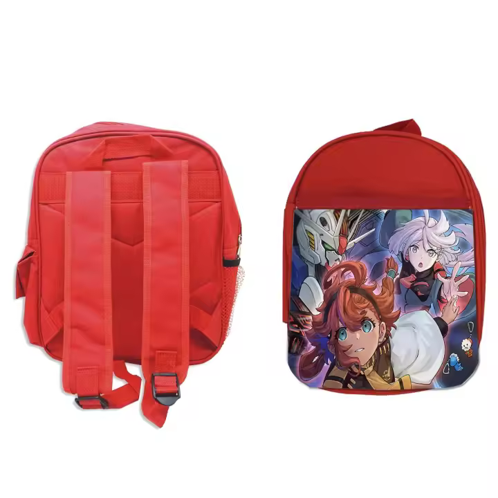 MERCHANDMANIA Pack Mochila Roja y Estuche serie anime gundam mercury mechas mecas combate school material - 1
