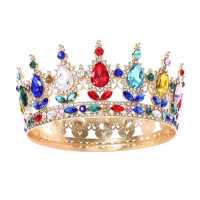 Diademas Redondas De Cristal Fashion Para Princesa Y Reina Accesorios De Cabello Para Boda Tamaño M Para Adultos - details 0