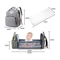 Mochila plegable multifunción para bebés - Convertible en cuna, bolso de biberones, gris elegante, tela Oxford resistente, 0-3 años - details 1