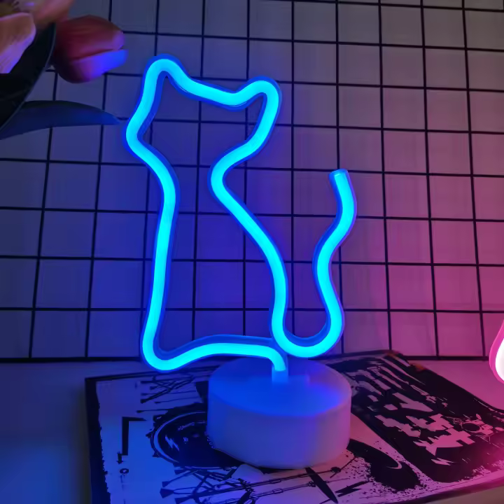 Luz De Neón De Gato Adorable Powered Por USB O Batería Decoración Para Fiestas De Navidad Y Bodas Regalo Para Chicos Y Chicas Para El Dormitorio - 1