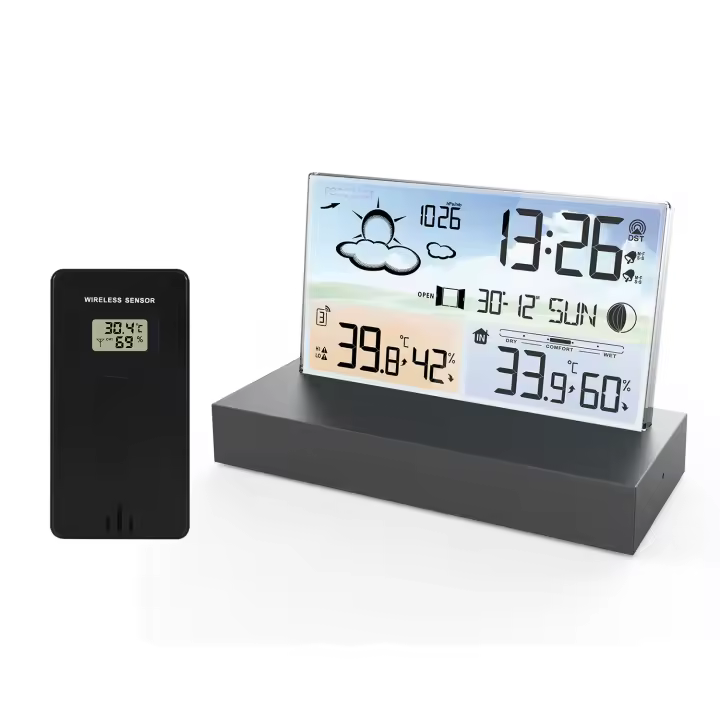Reloj De Mesa Digital Con Clima Y Temperatura Higrómetro Uso Doméstico Pilas AA Para Dormitorio Y Sala De Estar - 1