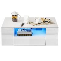 Mesa de centro moderna Nyana Home | Con luz LED integrada | Diseño elegante y funcional | Amplio almacenamiento | Medidas: 95x37x55 cm - details 3