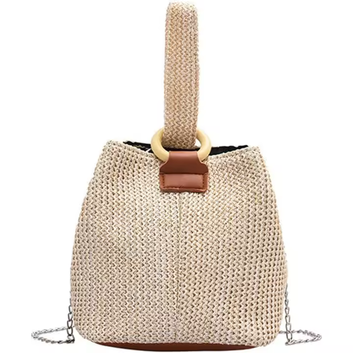 Bolso de Playa, Bolso de Cubo, Bolso pequeño y fresco, Bolso de Mujer, Café color, tamaño libre - 1