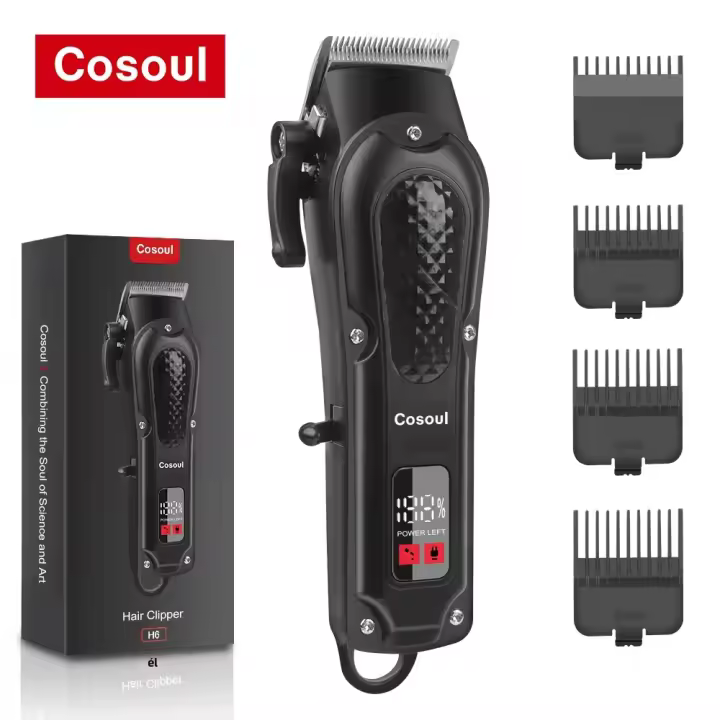 Cortadora De Pelo Cosoul Compacta Con Pantalla LED Ajuste De Longitud De Pelo Batería De Gran Capacidad Para Barba Y Cabello Seco Y Húmedo - 1