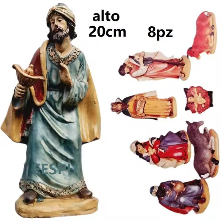 Nacimiento 8 piezas 20cm,FIGURA DE BELEN,DECORACION DE NAVIDAD,GERIMPORT,FESPU - 1