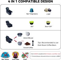 Cafetera multicápsula,Cafetera espresso,Apta para múltiples variedades de café,compatible capsulas DG nes ese pod polvo de café,600ml 1450W,19 Bares - details 3