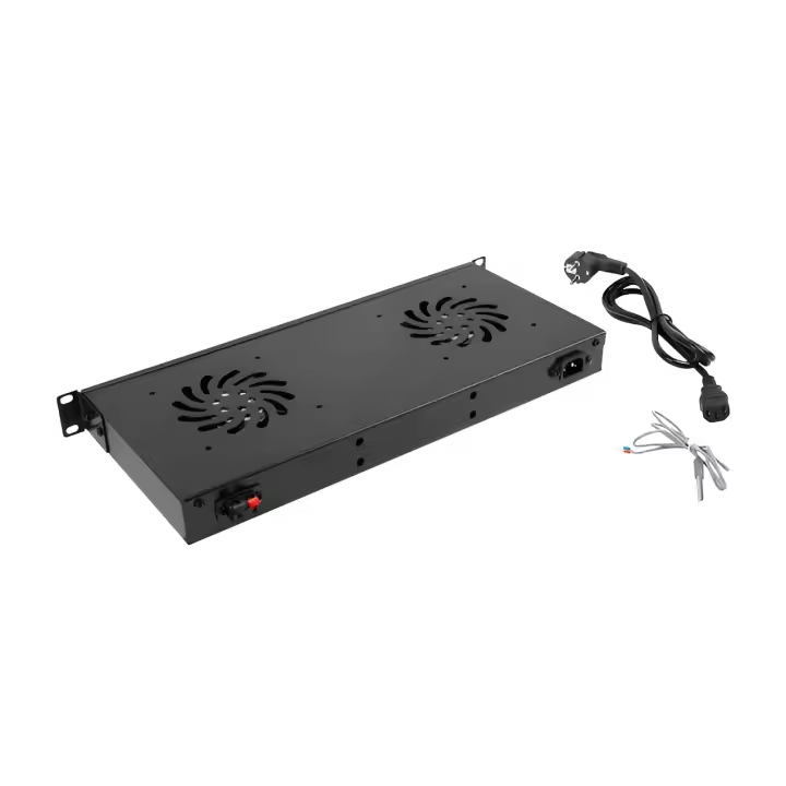Panel ventilacion lanberg lcd 2 ventiladores termostato 230v 1u rack 19 negro - 1