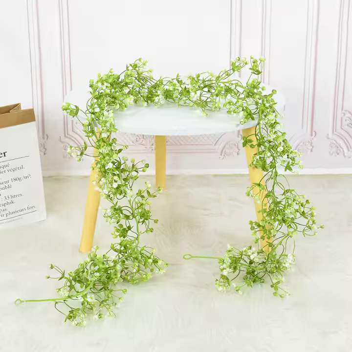 Guirnalda De Rattan De 175cm Con Flores De Bebé Artificial Gypsophila Planta Falsa De Plástico Para Arco De Boda Decoración De Jardín De Interiores - 1