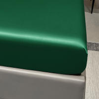 Sábana Básica Moderna De Satén En Color Sólido Verde Oscuro Sábana Ajustable Para Cama Colchón Excluido De La Dormitorio Ropa De Cama - details 5
