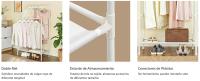 SONGMICS Burro Ropa, Perchero Burro de Metal con 2 Barras Colgantes, con un Estante de Almacenamiento, Capicidad de Carga 55 kg, Montaje Fácil, Blanco/Gris/Negro - details 1