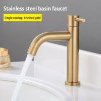 Grifo De Baño De Acero Inoxidable SUS 304 Dorado Estilo Vintage Montaje En Superficie Solo Mano Corriente De Agua Fría Y Caliente No Incluida - details 5