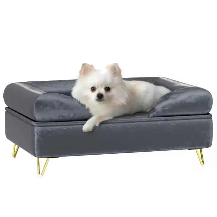 PawHut Sofá para Perros con Cojines, Funda Lavable, Sofá para Mascotas con Respaldo Desmontable y Patas de Metal, Sofá para Gatos para Perros Pequeños y Medianos, Gris - 1