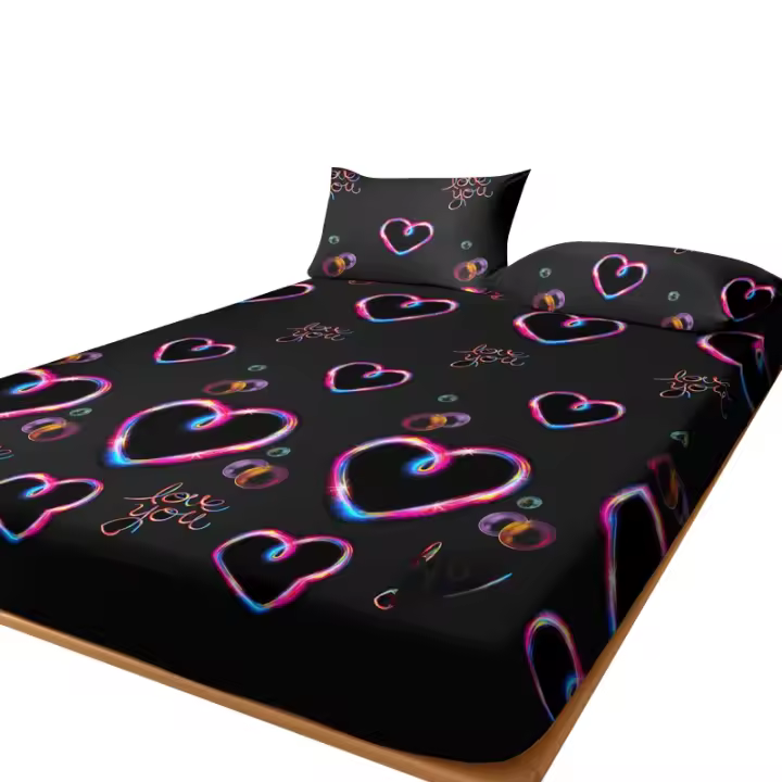 Edredón De Cama Con Patrón De Corazón En Forma De Emoción LED Fluviante 1 Pieza Funda Para Cama Poliéster 100% Decoración De Dormitorio - 1