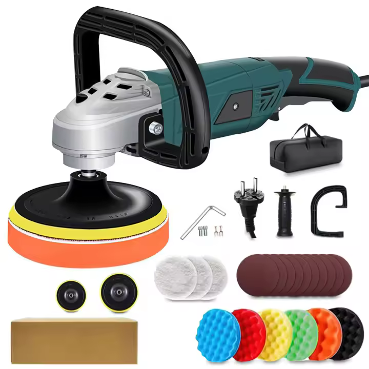 Pulidora de Coche, Máquina Pulidora de 2000 W, 3300RPM, 7 Velocidades Variables, Almohadilla de Pulido de 180 mm, Mango en D y Mango Lateral, Cable de alimentación de 2 m, para Pulir, Encerar, Lijar - 1