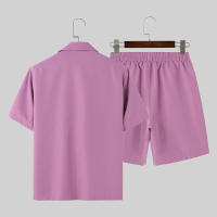 Incercun Conjunto De Hombre 2024 Casual Estilo Callejero Blazer Corto Y Shorts Color Sólido Cierre De Botón Unico Primavera Verano Polyester - details 6